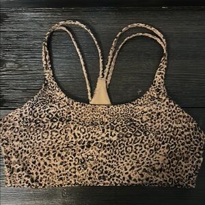 Fabletics Brown Sports Bra with Leopard Print and Racerback